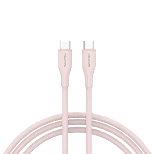Cablu de date CANYON CNS-CC60SC10PS, 60 W, USB Type-C, 1m (Roz)