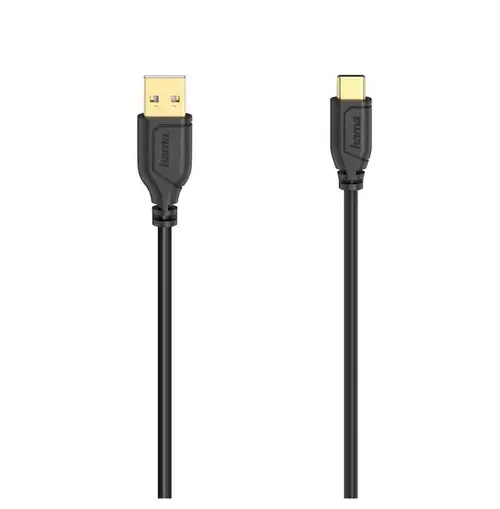 Cablu de date Hama Flexi-Slim, USB-C, 0.75 m (Negru)