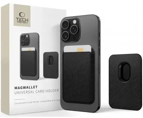 Portofel MagSafe, Tech-Protect, Magwallet Carbon (Negru)