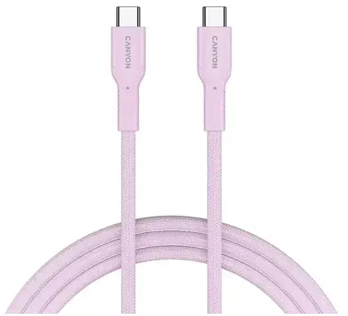Cablu de date Canyon CND-CCAP60AB10PK, USB-C - USB-C, 1 m (Roz)