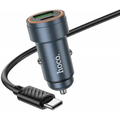 Incarcator Auto Cu Cablu USB-C HOCO Z57A, 30W, 3A, 1 x USB-A - 1 x USB-C (Gri)