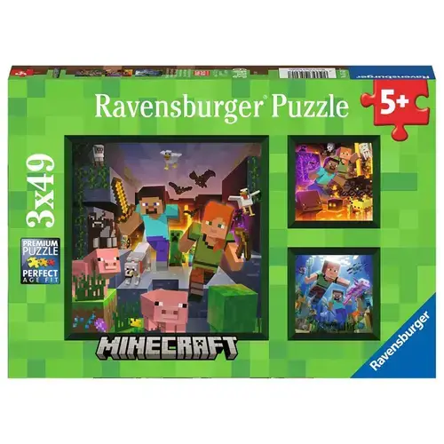 Puzzle Ravensburger - Minecraft, 3 in 1, 3x49 piese