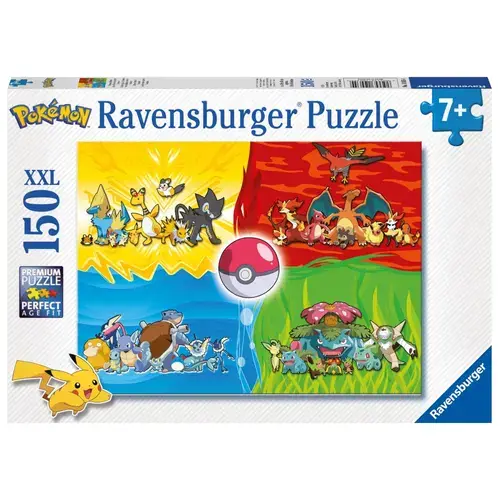 Puzzle Ravensburger XXL - Diferite tipuri de Pokemoni, 150 piese