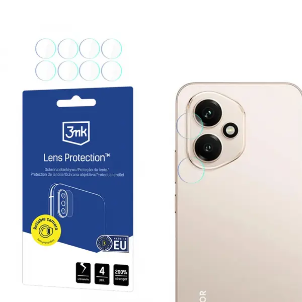 Folie de protectie Camera Spate 3MK Protection pentru Honor 400, Sticla Flexibila, Set 4 bucati, Transparenta