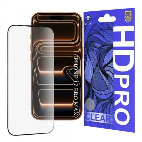 Folie de protectie Ecran Lito HD Pro Clear pentru Apple iPhone 17 Pro Max, Sticla Securizata, Full Glue