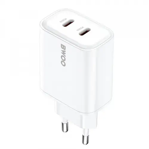 Incarcator Retea BWOO CDA206, 35W, 3A, 2 x USB-C (Alb)