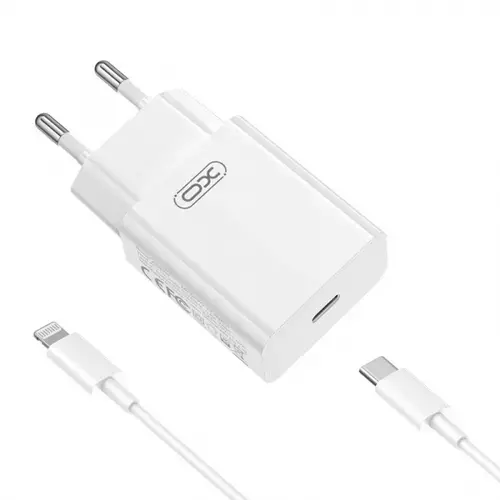 Incarcator Retea Cu Cablu Lightning XO Design L126, 20W, 3A, 1 x USB-C (Alb)