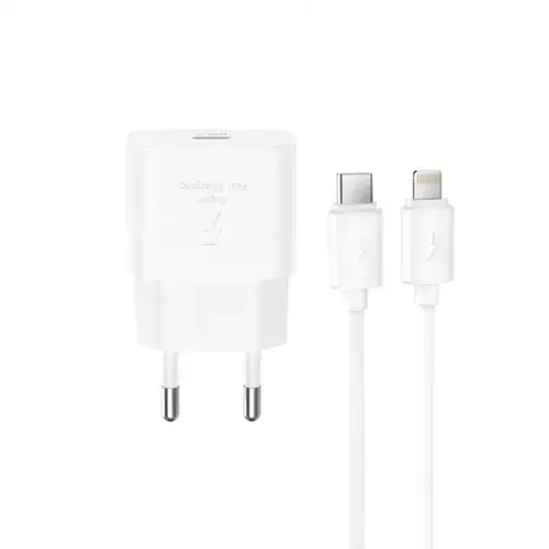 Incarcator Retea Cu Cablu Lightning XO Design L167, 25W, 3A, 1 x USB-C (Alb)