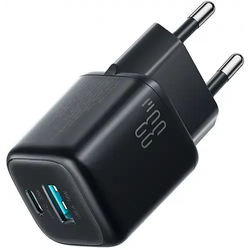 Incarcator Retea Cu Cablu USB-C Joyroom JR-TG7, 33W, 3A, 1 x USB-A - 1 x USB-C (Negru)