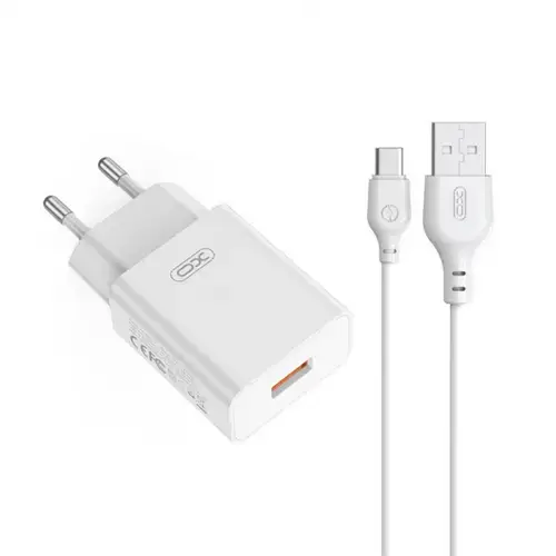 Incarcator Retea Cu Cablu USB-C XO Design L127, 18W, 3A, 1 x USB-A (Alb)