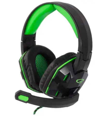 Casti Gaming Esperanza EGH380 VENOM,  microfon, jack 3.5mm (Negru/Verde)