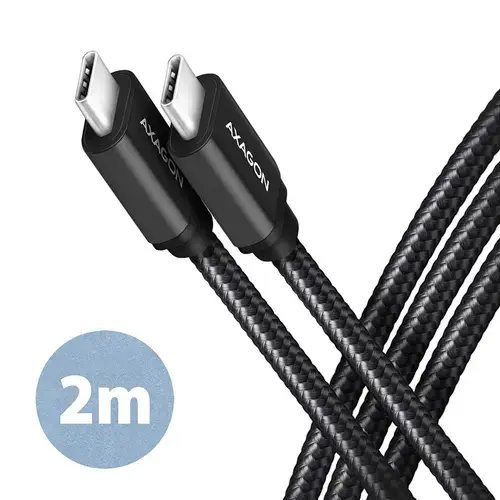 Cablu de date Axagon BUCM3-CM20AB, USB-C la USB-C 3.2 Gen 1, 2m, PD 60W, 3A (Negru)