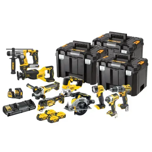 Set unelte DeWALT 10 piese, include încărcător, 4x5AH, T STAK VI