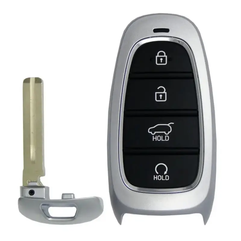 Carcasa cheie auto Techstar® pentru telecomanda inteligenta, compatibila cu Hyundai Tucson si Santa Fe, 4 butone, Gri/Negru