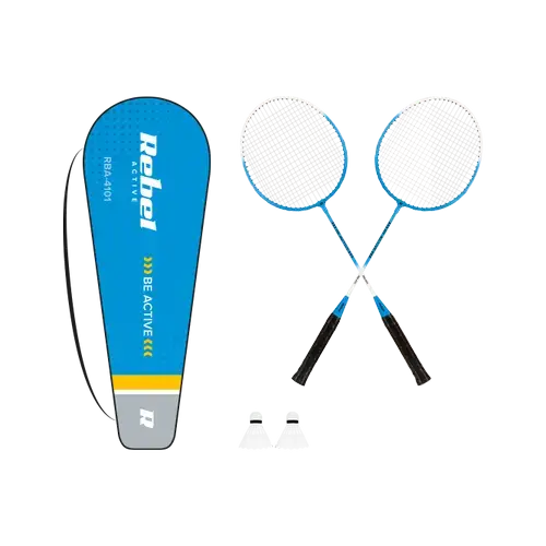 Set Badminton Rebel Active RBA-4101, 2 rachete, 2 fluturasi, husa pentru transport (Albastru)
