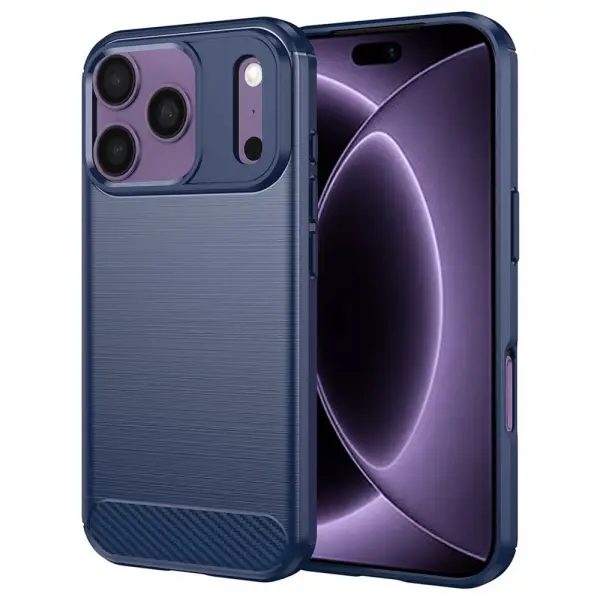 Husa pentru Apple iPhone 18 Pro / 17 Pro, Techsuit, Carbon, Albastra