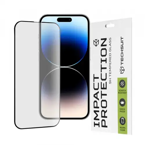 Folie de protectie Ecran Techsuit pentru Apple iPhone 14 Pro, Sticla Securizata, Full Glue, 111D