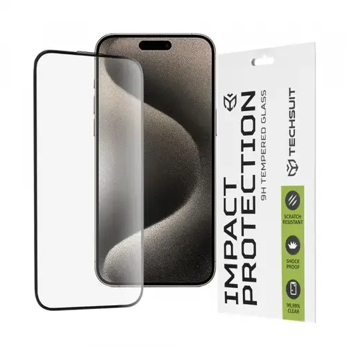 Folie de protectie Ecran Techsuit pentru Apple iPhone 15 Pro Max, Sticla Securizata, Full Glue, 111D