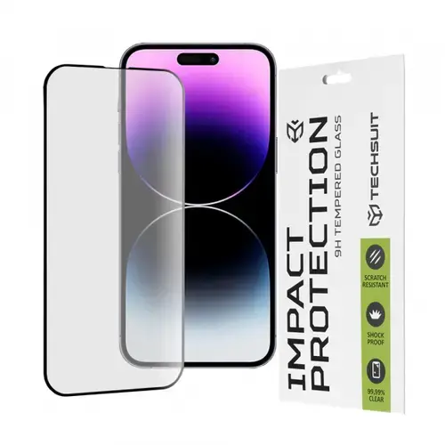 Folie de protectie Ecran Techsuit pentru Apple iPhone 14 Pro Max, Sticla Securizata, Full Glue, 111D