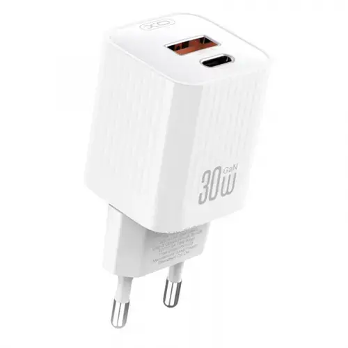 Incarcator Retea XO Design L149, 30W, 3A, 1 x USB-A - 1 x USB-C (Alb)
