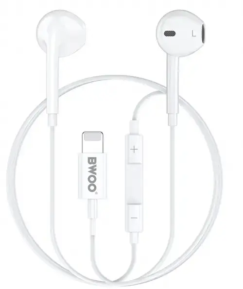 Casti Stereo BWOO BO-HF179, Lightning, Microfon, Alb