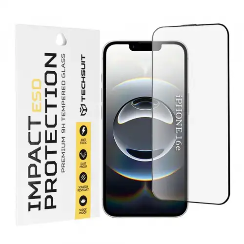 Folie de protectie Ecran Techsuit pentru Apple iPhone 16e, Sticla Securizata, Full Glue