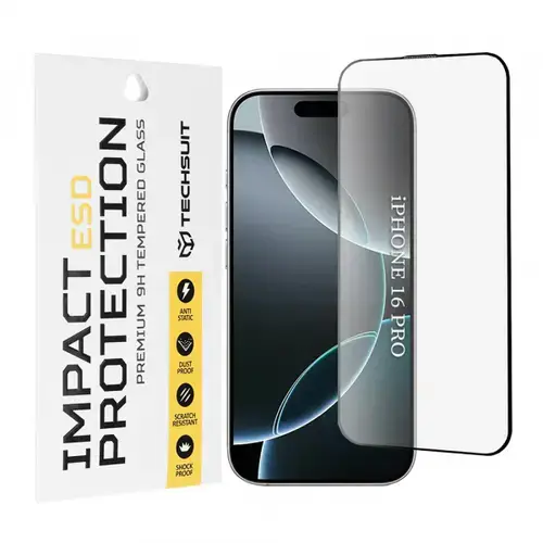 Folie de protectie Ecran Techsuit pentru Apple iPhone 16 Pro, Sticla Securizata, Full Glue