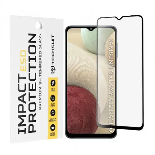 Folie de protectie Ecran Techsuit pentru Samsung Galaxy F12 F127 / A12 Nacho A127 / M02 M022 / M12 M127, Sticla Securizata, Full Glue